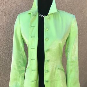 Bright Lime Green Shiny Jacket, Size XS